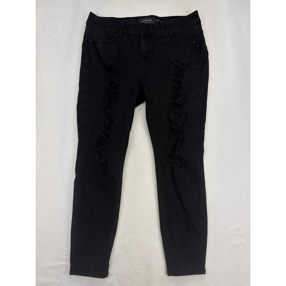Torrid Bombshell Skinny Jeans Plus Size 18 Black Distressed - Picture 2 of 14